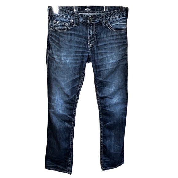 Silver Jeans Co. Nash Mens Denim Jeans W30 L32 Slim Bootcut Dark Wash - Picture 1 of 13